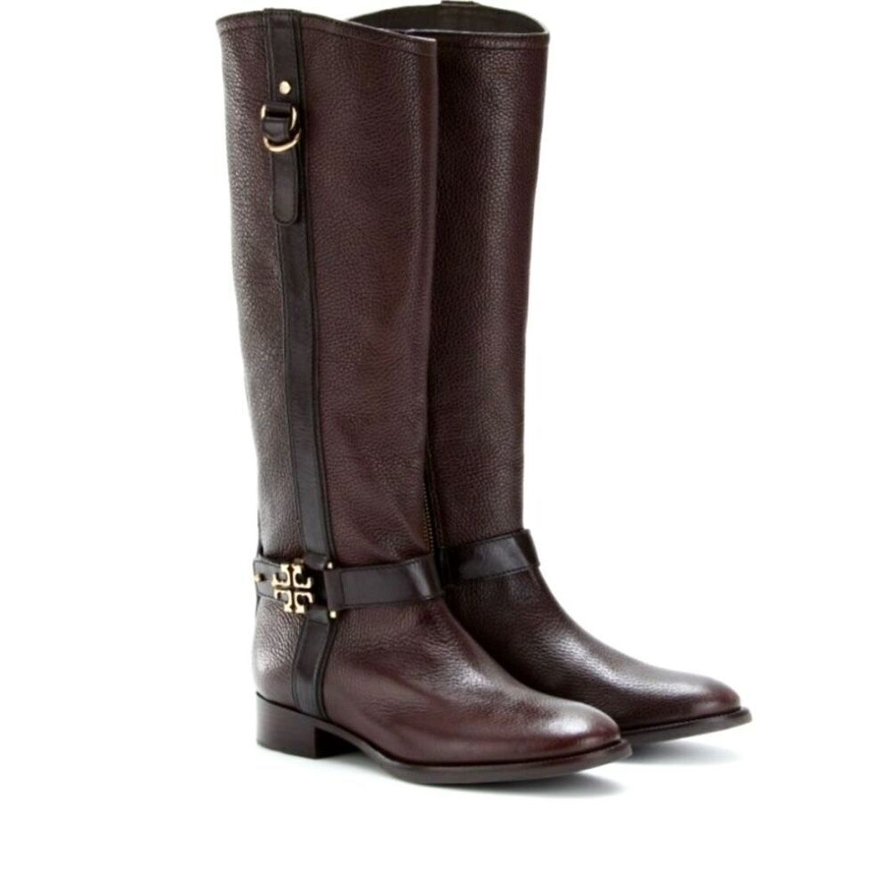Tory Burch‎ Elian Leather Tall Riding Boots size 9.5 Brown